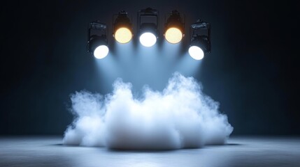 Stage Lighting with Fog and Spotlight Effect. Generative AI