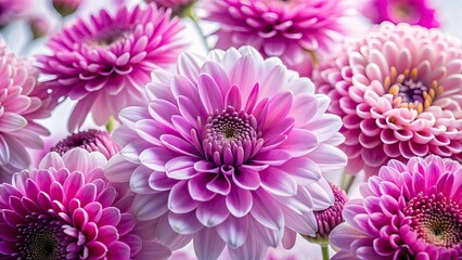 Close-up of Vibrant Pink and Purple Flowers on a White Background - Stunning Floral Arrangement for Nature Lovers, Home Decor, and Botanical Art Enthusiasts