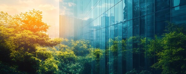 Obraz premium Sunlit reflection of urban nature cityscape photograph morning aesthetic