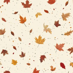 Colorful Autumn Leaves Falling and Floating on Neutral Background