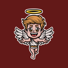 Cupid The God Of Love Greets Mascot Vector Illustration is perfect for your brand business