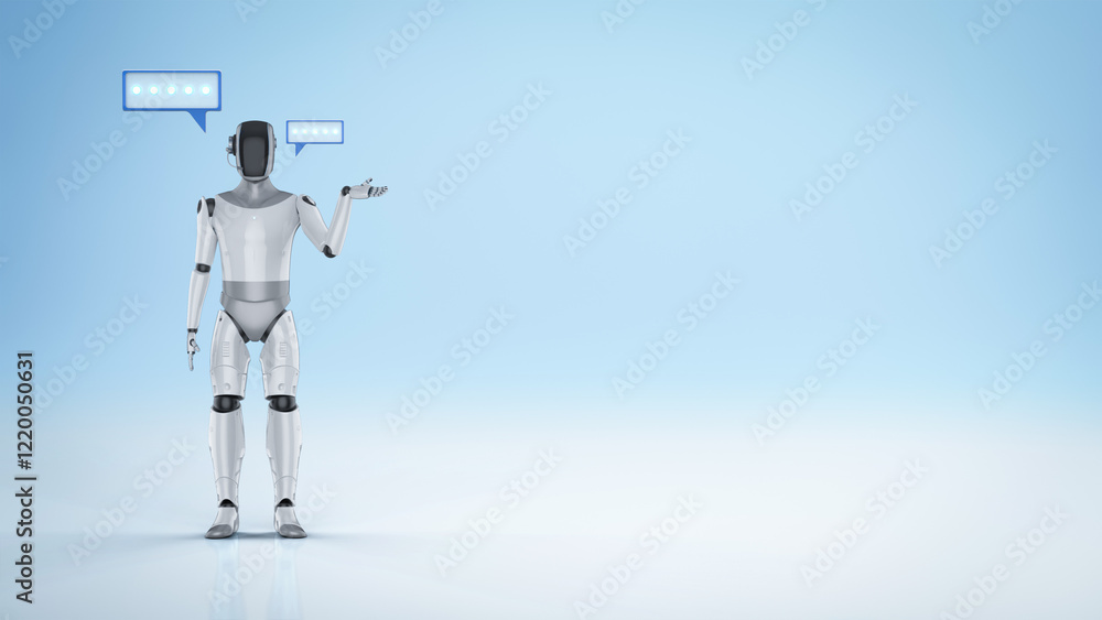 Poster ai chatbot or personal assistant robot chat with speech bubble