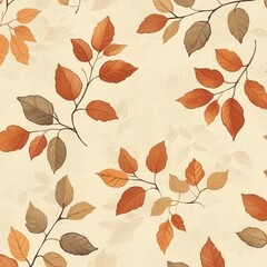 Vibrant Autumn Foliage Patterns on Vintage Textured Background with Natural Leaves and Branches