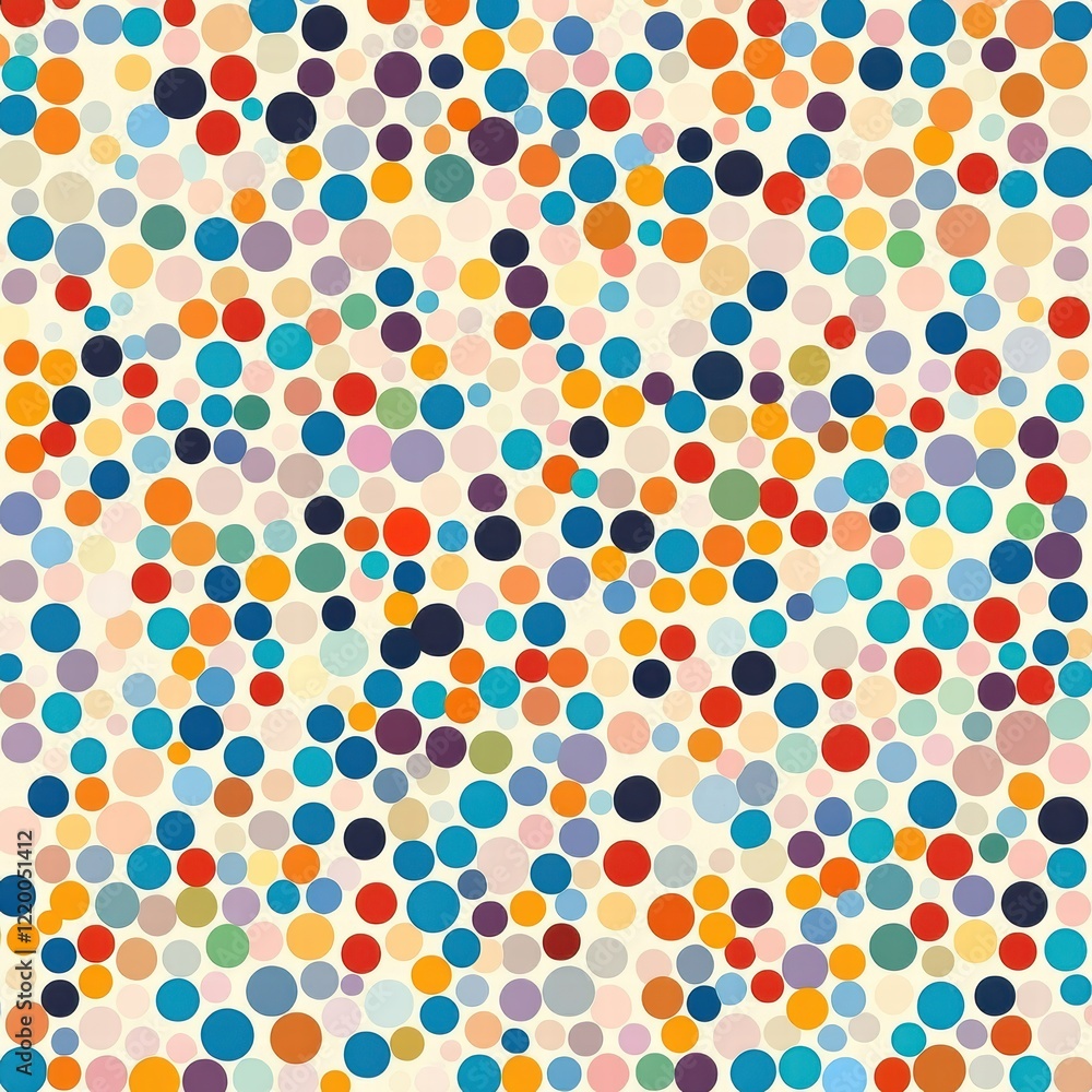 Poster vibrant multicolored abstract dot pattern with geometric shapes and symmetrical design