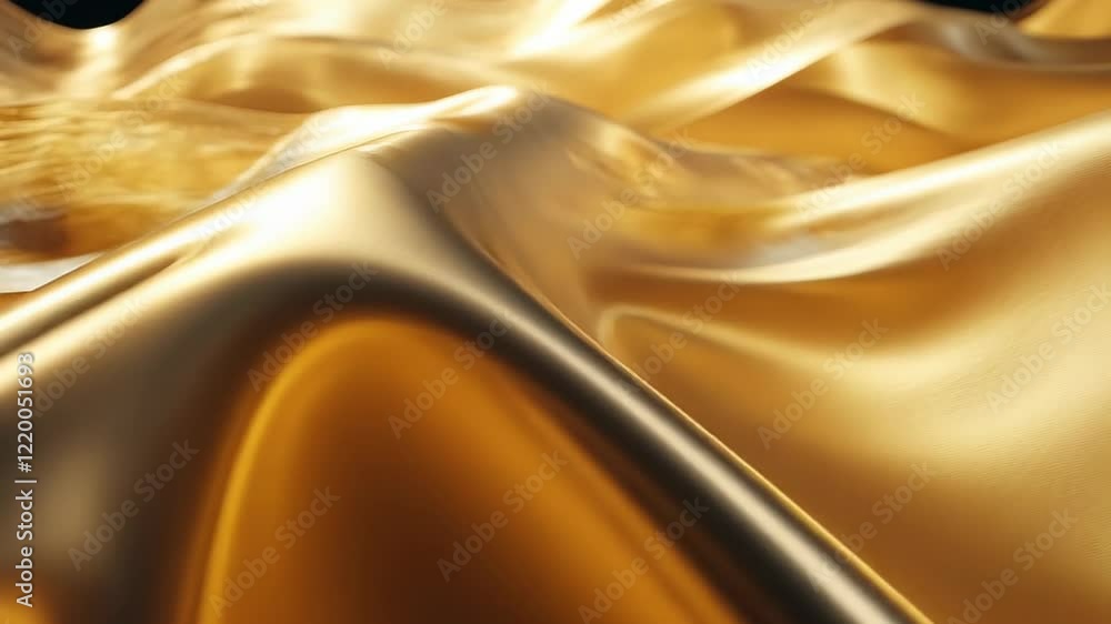 Poster golden waves shimmer under soft light, creating a mesmerizing dance of texture and color in artistic