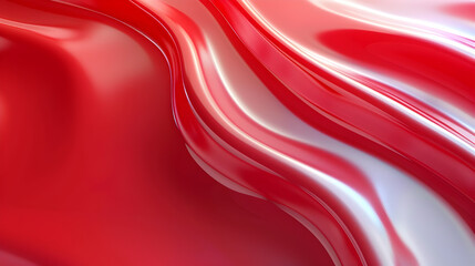Abstract red and white flowing fabric texture with smooth curves.