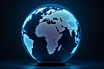 Fototapeta premium A glowing globe highlighting Africa, showcasing a modern and digital representation of the world map.