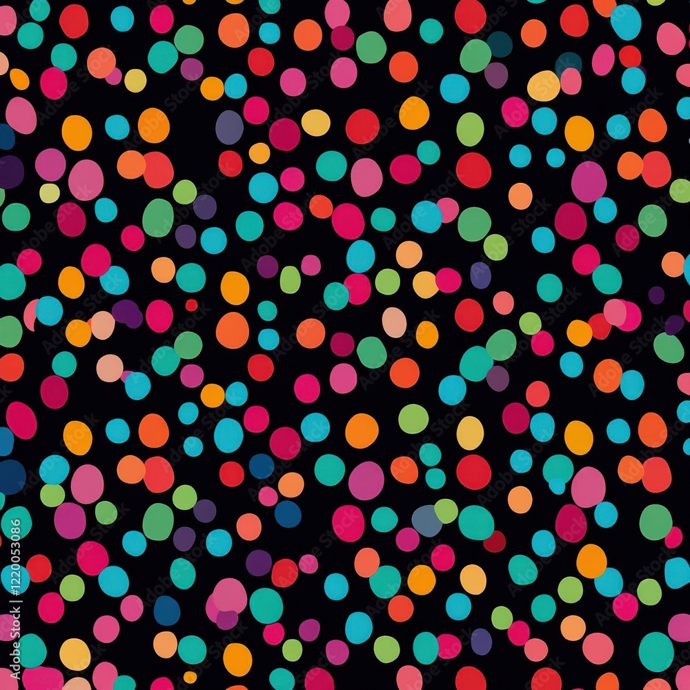 Poster vibrant multicolored polka dot pattern on dark background texture abstract creative graphic design