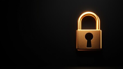 Fototapeta premium Golden padlock on a dark background symbolizing security