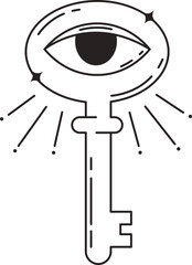 Mystical Celestial with Doodle Style. Flat Vector Illustration