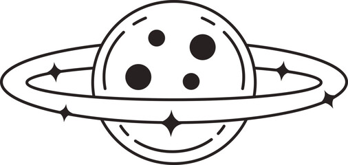 Mystical Celestial with Doodle Style. Flat Vector Illustration