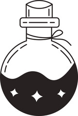 Mystical Celestial with Doodle Style. Flat Vector Illustration