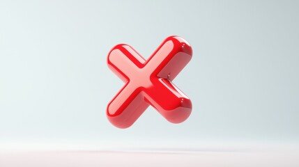 Fototapeta premium 3D glossy red cross symbol on a light background