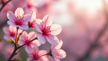 Obraz premium Pink and white flowers sway gently in morning breeze, morning, breeze, pink