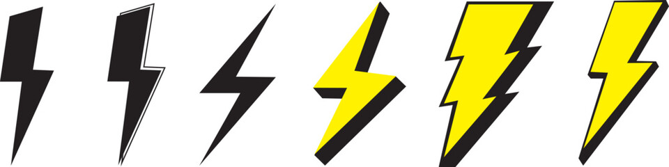 Lightning vector sign, power ray icon