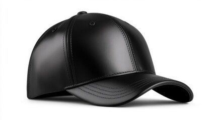 Black leather baseball cap close up isolated. Generative AI
