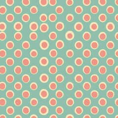 Retro Abstract Polka Dot Pattern in Pastel Green and Orange