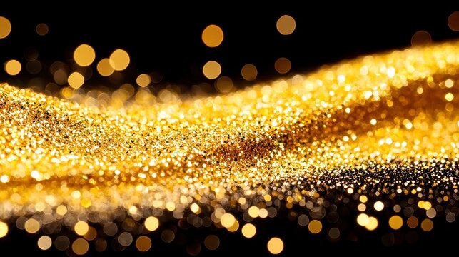 Gleaming Vintage Lights, a mesmerizing backdrop of shimmering gold and black hues, softly blurred for an elegant touch, inviting creative expression and endless possibilities.