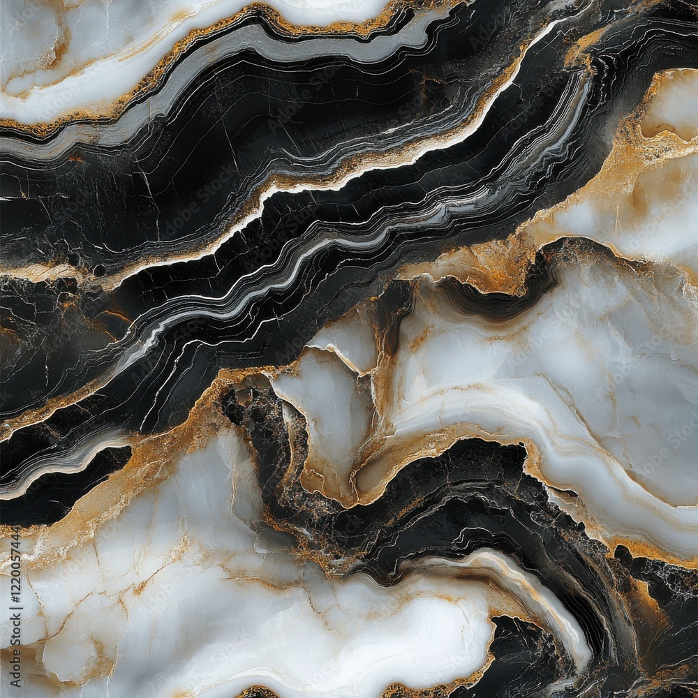 Poster captivating marble texture with flowing monochrome patterns and elegant mineral formations
