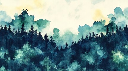 Fototapeta premium Clean and minimal watercolor splash, with flowing green and blue tones suitable for background.