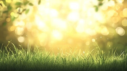 Obraz premium Sunlit Grass Blades with Glowing Bokeh Background in a soft dreamy effect
