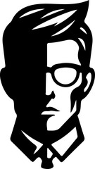 vector illustration silhouette logo icon design symbol of a masculine man's face as a symbol of a large, growing company.eps