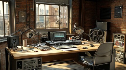 Vintage Music Studio in Loft Apartment with City Views