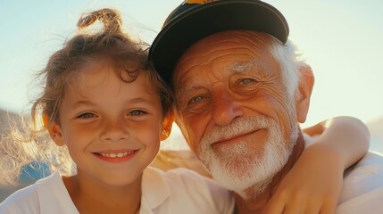 Generational Bonding, A warm embrace among three generations of men, sharing smiles and joy, celebrating family connections on Father's Day during a playful weekend.