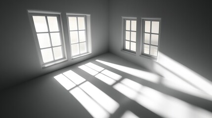 Obraz premium Clean and elegant abstract window shadows, minimalist grayscale design 