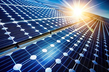 Macro Solar Panel Array: Renewable Energy & Sustainable Technology Close-Up