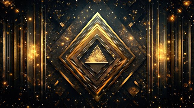 Elegant art deco geometric background with gold texture, ideal for a roaring 20s theme.