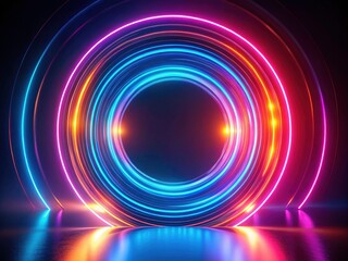 Neon Circle Rotation Motion Graphic Design 4K Background Abstract Animation Loop