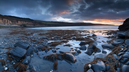 Serene Sunset Over Horizon with Soft Light