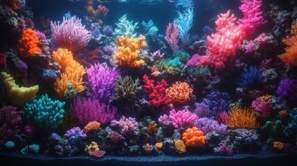 Illuminated Beneath: Vibrant 3D Render of a Coral Reef Ecosystem with Soft Lighting