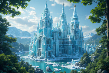 Fototapeta premium Fantasy ice crystal cathedral - Wallpaper