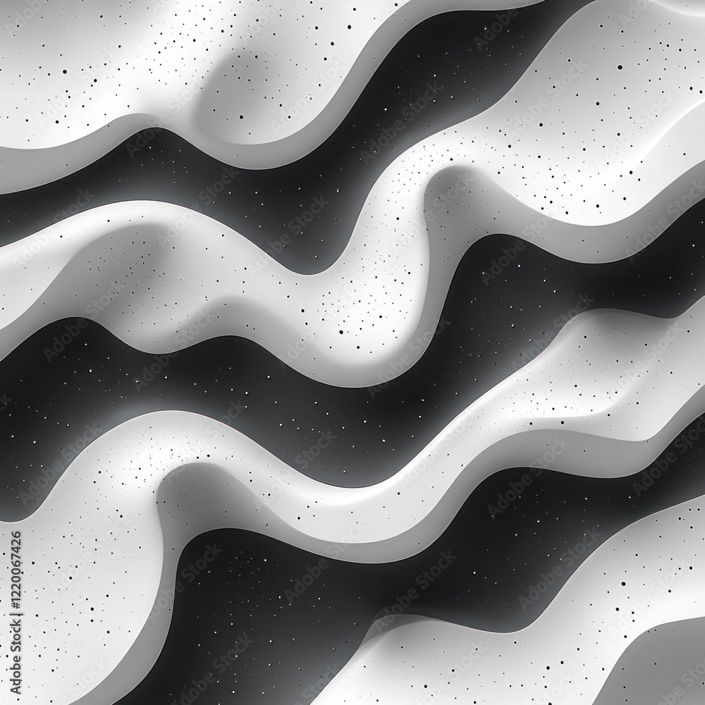 Poster abstract flowing shapes seamless pattern in monochrome minimalist design