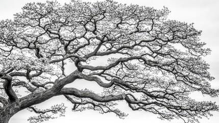 Fototapeta premium Black And White Photograph Of A Majestic Sprawling Tree