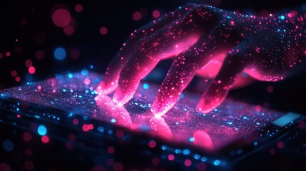 AI technology and data engineering: A computer programmer and software engineer using a digital tablet for advanced data analytics, database management, and network server integration