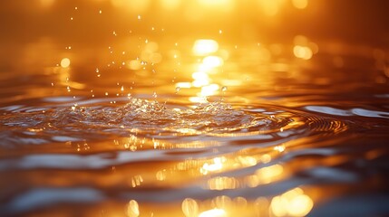 gentle golden ripples on a calm water surface with soft light reflections, creating a peaceful backdrop for baptism, religious-themed invitations, flyers, and banners with text space.