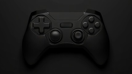 Black Gaming Controller on Dark Background, Minimalist Design