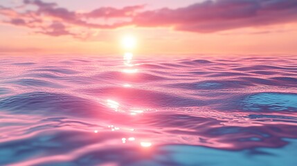 Obraz premium Gentle water ripples on a soft pink, blue pastel sky background. Wellness, beauty, eco friendly themed banner.