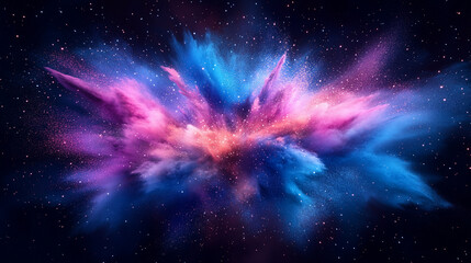 Vibrant Cosmic Nebula with Pink, Blue, and Purple Hues