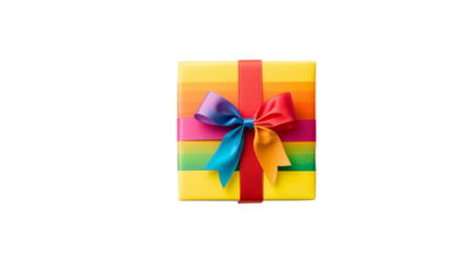 Colorful Gift Box with Ribbon on a Solid Background, Perfect for Celebrations, Birthdays, Holidays, and Special Occasions, Bringing Joy and Excitement to Any Event