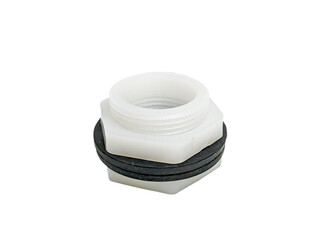 Bulkhead Fitting water tank connector isolated on white background