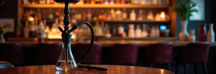 hookah on the table, hookah bar, people smoking hookah