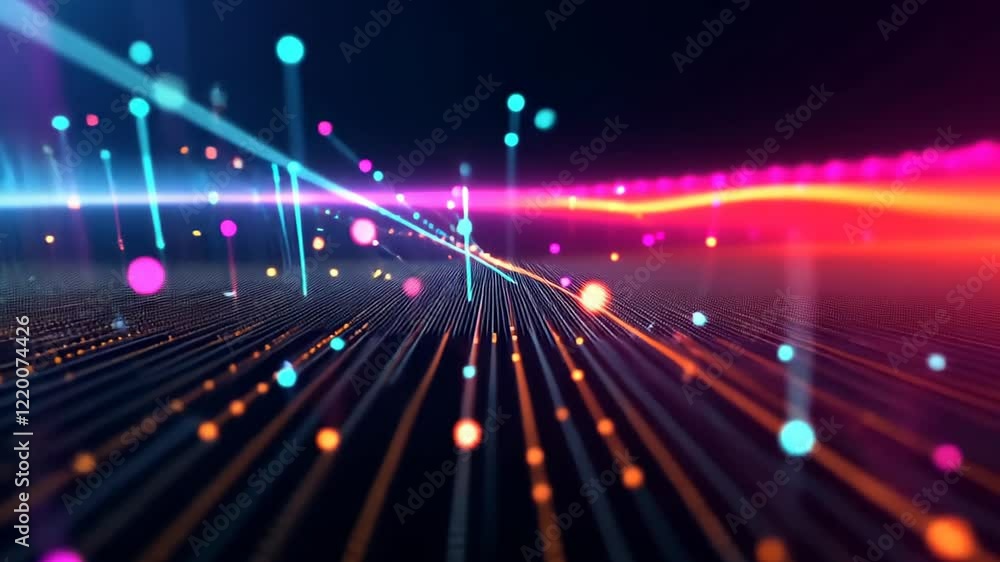 Poster vibrant digital light display creates an immersive experience filled with colorful energy and mesmer