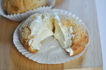 choux cream or cream puff, eclair or custard choux cream