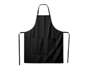 black blank kitchen apron isolated on transparent or white background