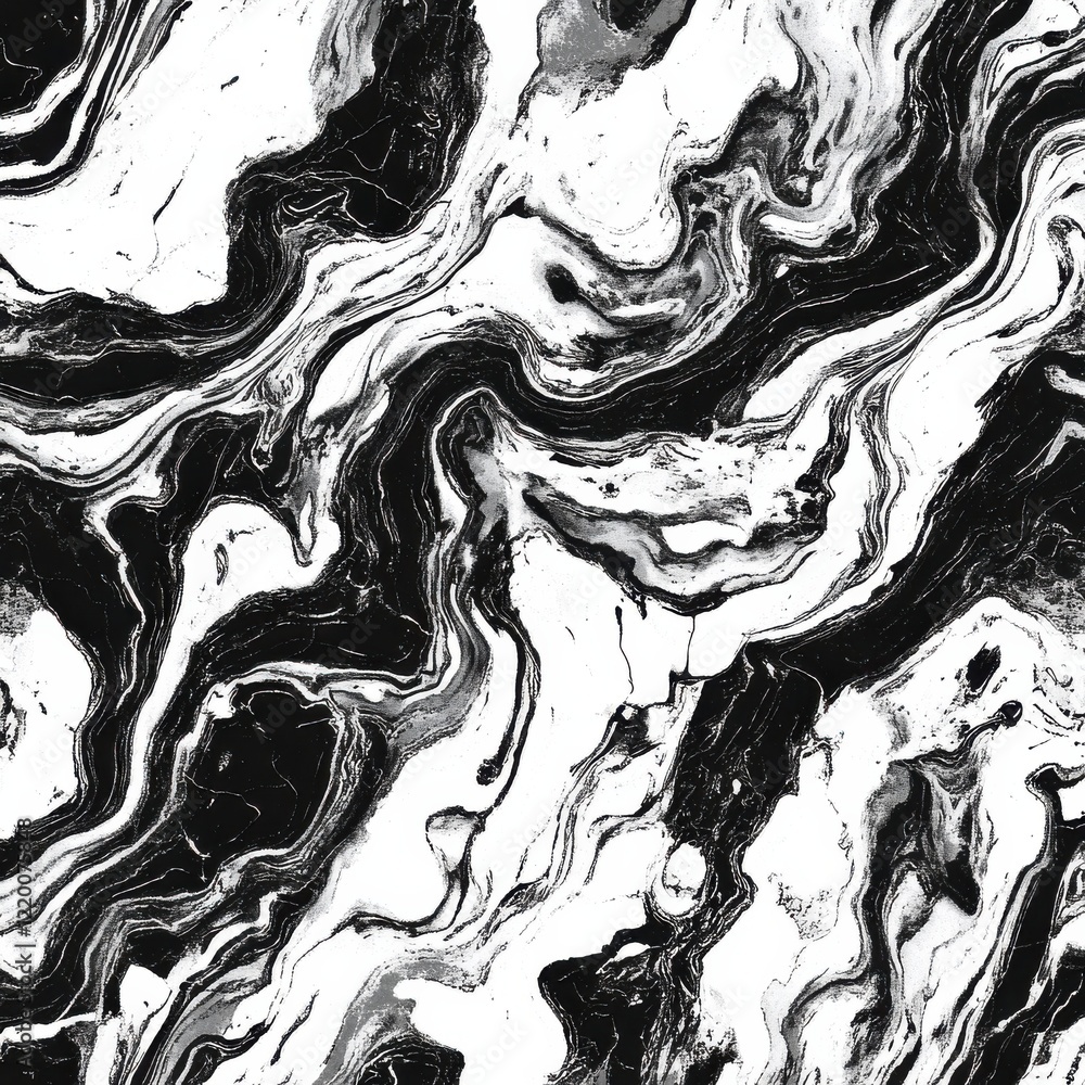 Poster mesmerizing monochrome marble like fluid texture with dynamic swirls and flowing patterns