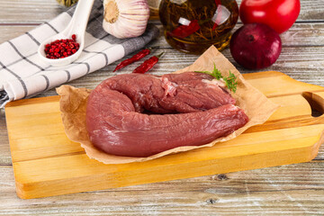 Raw pork tenderloin for cooking